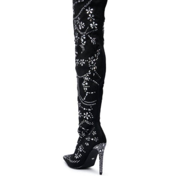 AZALEA WANG " PIECES OF A DREAM " STILETTO BOOT IN BLACK SUEDE(BRAND NEW !!!!!!! - Picture 4 of 10